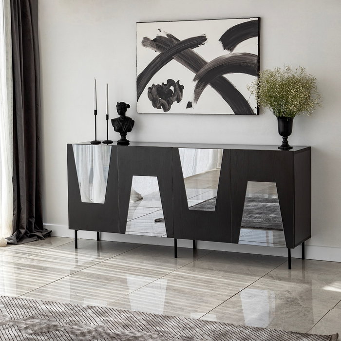 Hanah Home Venice Consola Negro y Fume